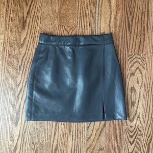 Aritizia Wilfred Dark Grey Leather-Style Mini Skirt